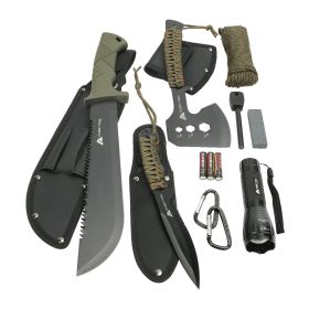 Camping Tool Set, 12 Piece, Includes Flashlight, Machete, Knife, Outdoor Gear Kit