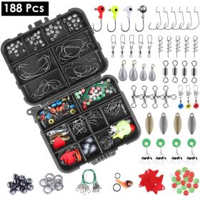 188Pcs Fishing Accessory Kit Portable Fishing Set Including Jig Hooks Sinker Weights Spoon Lure (Option: 188Pcs)